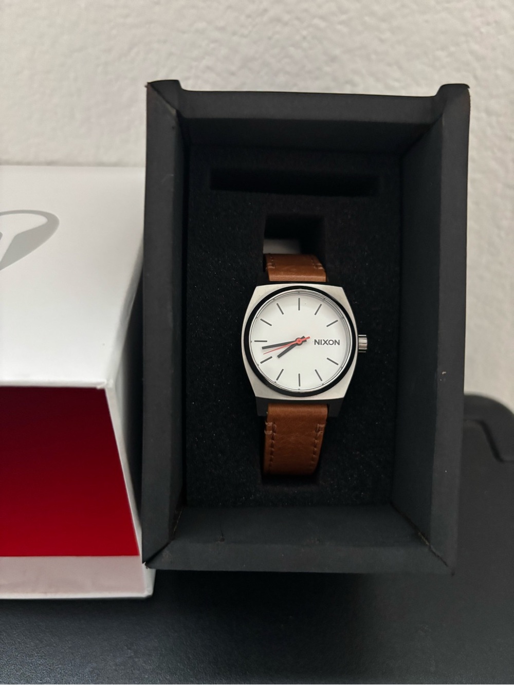 Nixon Women's Minimalist White Dial Brown Leather Watch